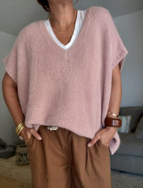 Pull oversize en kid mohair vieux rose Noé