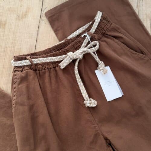 Pantalon large en coton chocolat Intuition