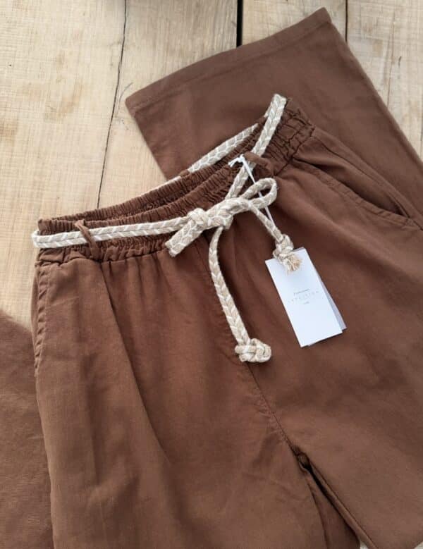 Pantalon large en coton chocolat Intuition – Image 2