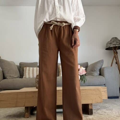 Pantalon large en coton chocolat Intuition