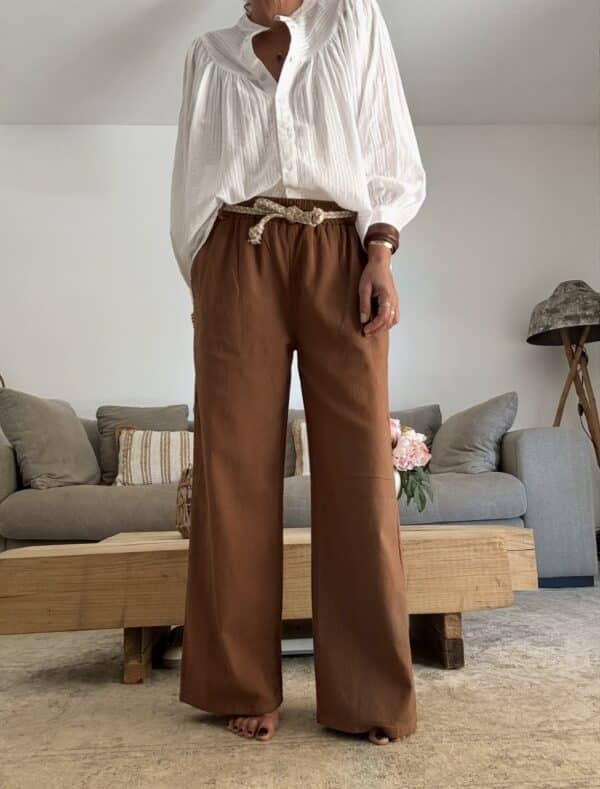 Pantalon large en coton chocolat Intuition