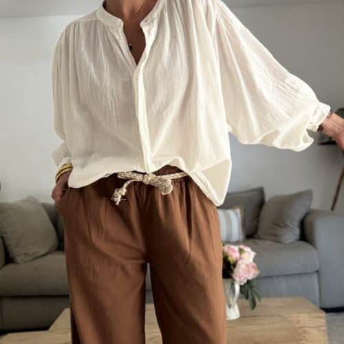 Chemise ample écrue en voile de coton Gigi