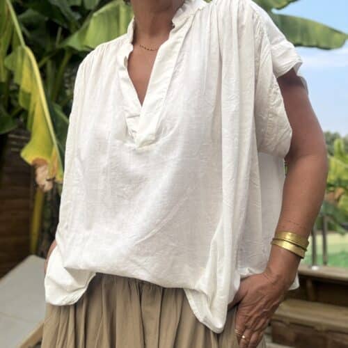 Blouse ample Théa en voile de coton écru