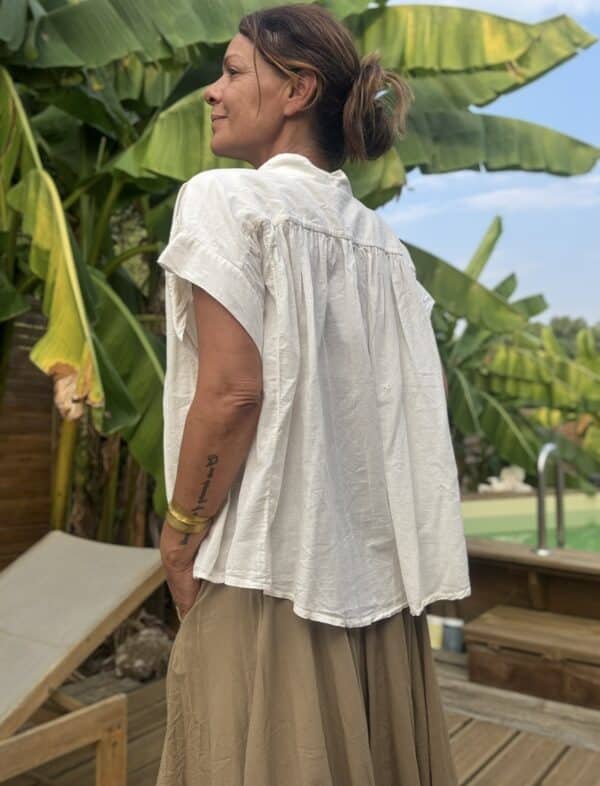 Blouse ample Théa en voile de coton écru – Image 5