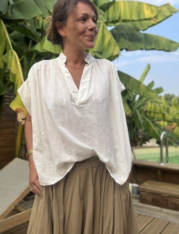 Blouse ample Théa en voile de coton écru – Image 4