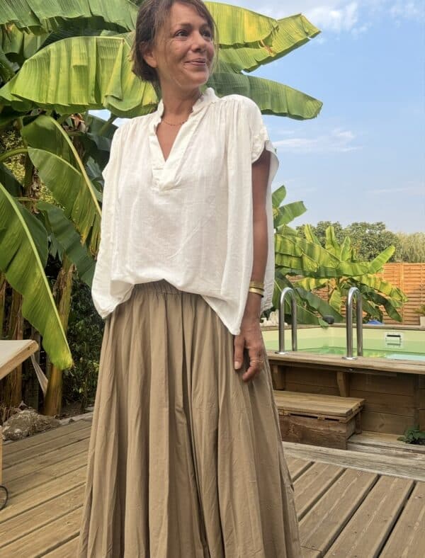 Blouse ample Théa en voile de coton écru – Image 2