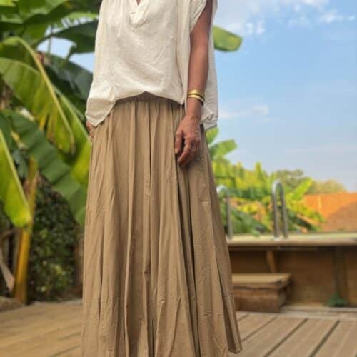 jupe longue en coton camel