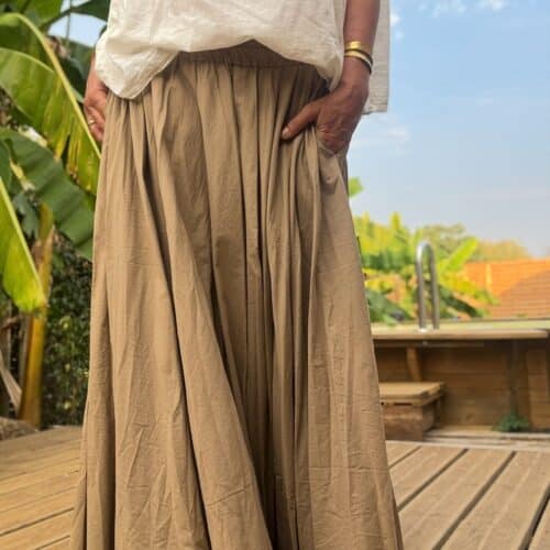 jupe longue en coton camel
