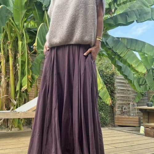 jupe longue en coton prune
