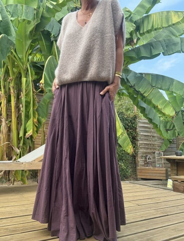 jupe longue en coton prune