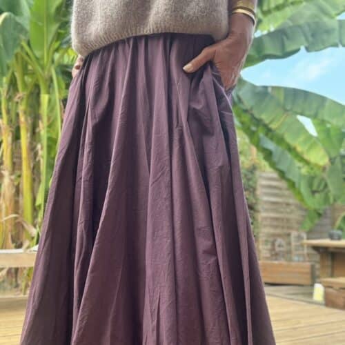 jupe longue en coton prune