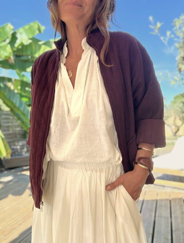 Veste matelassée légère en coton prune – Image 4