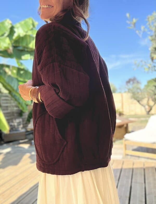 Veste matelassée légère en coton prune – Image 5