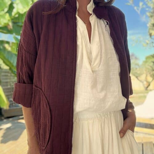 Veste matelassée légère en coton prune