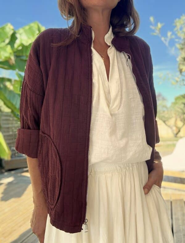 Veste matelassée légère en coton prune