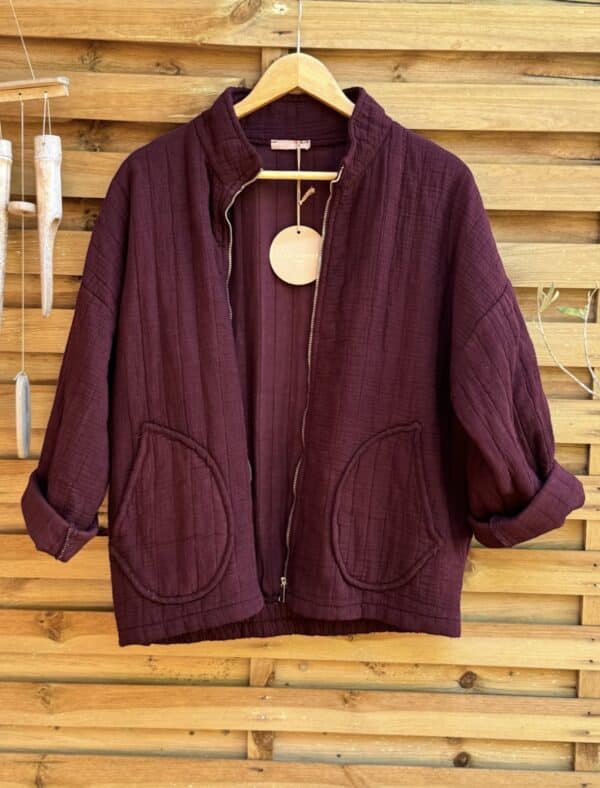 Veste matelassée légère en coton prune – Image 2