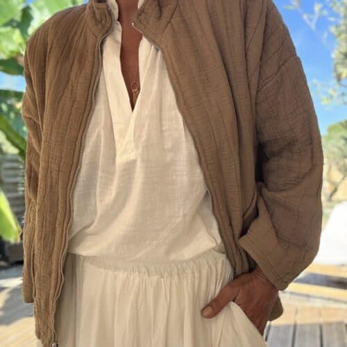 Veste matelassée légère en coton camel