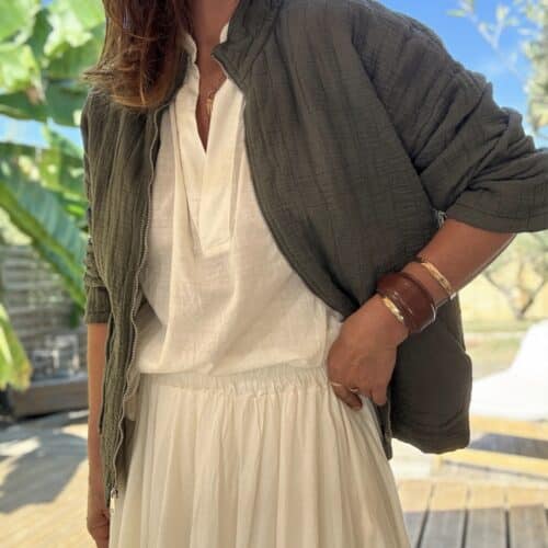 Veste matelassée légère en coton kaki