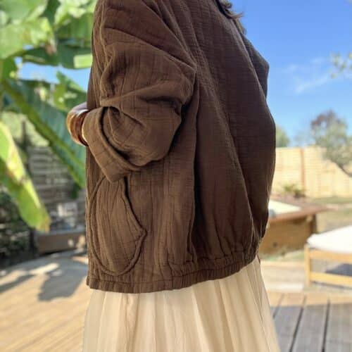 Veste matelassée légère en coton chocolat