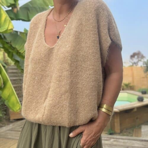 Pull ample en baby alpaga camel