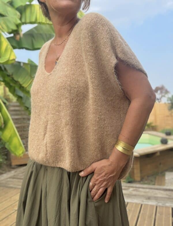 Pull ample en baby alpaga camel – Image 3
