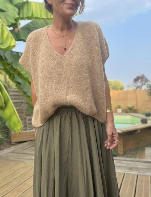 Pull ample en baby alpaga camel – Image 4
