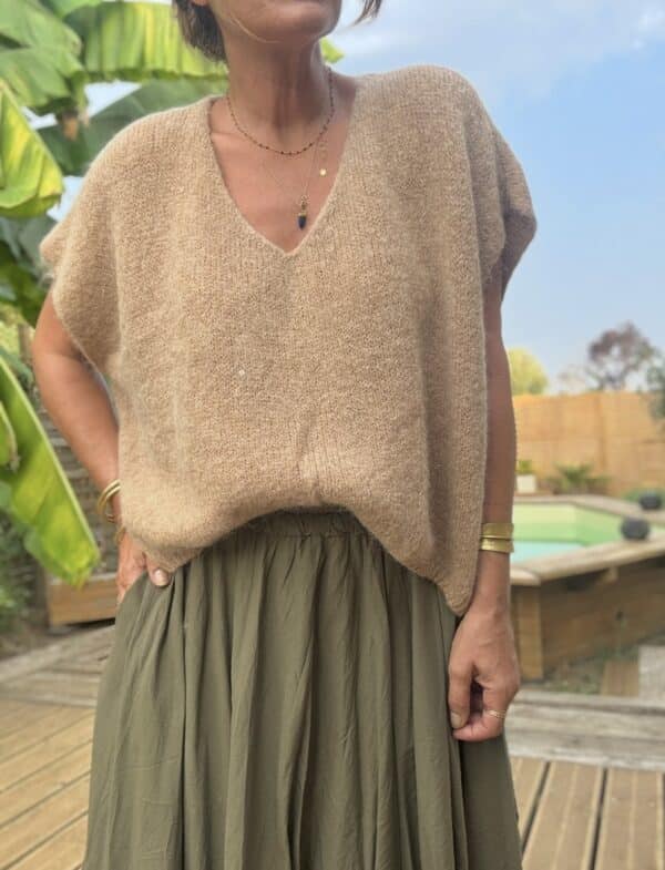 Pull ample en baby alpaga camel – Image 5