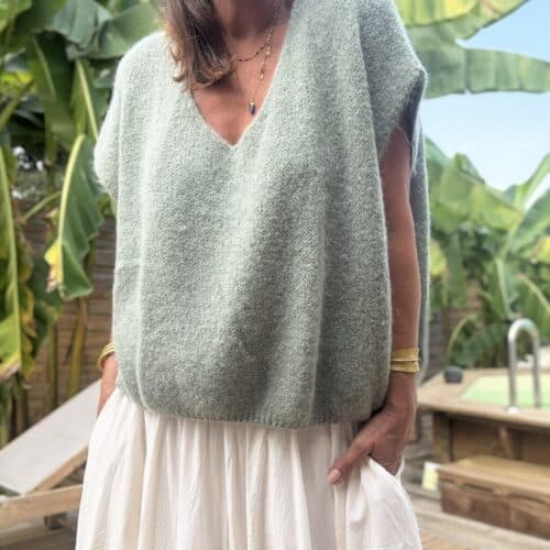 Pull ample en baby alpaga sauge