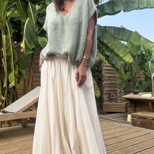 Pull ample en baby alpaga sauge