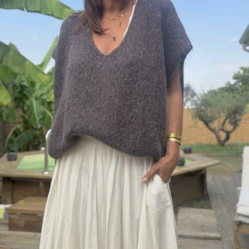 Pull ample en baby alpaga chocolat