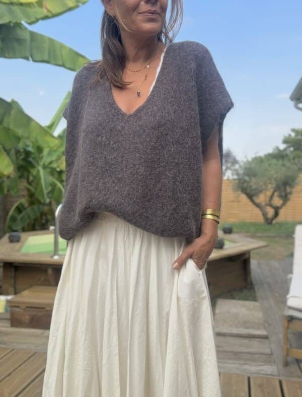 Pull ample en baby alpaga chocolat – Image 2