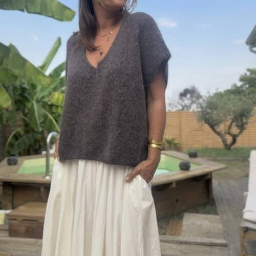 Pull ample en baby alpaga chocolat