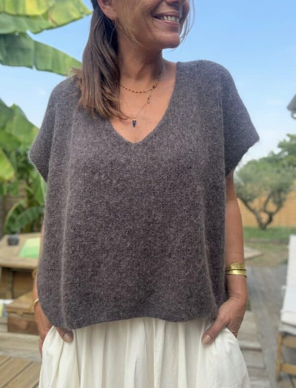 Pull ample en baby alpaga chocolat – Image 4