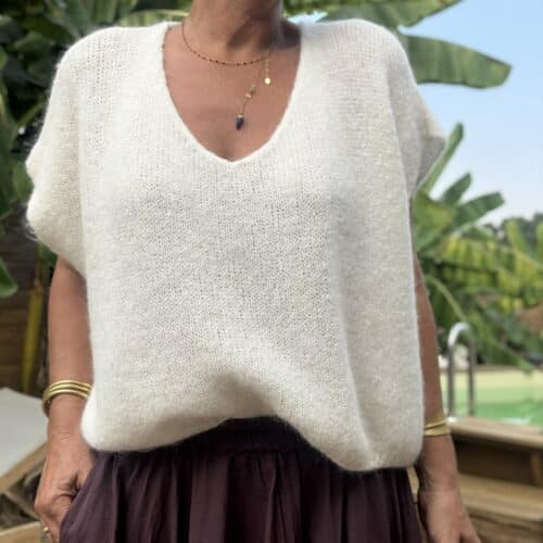 Pull ample en baby alpaga écru