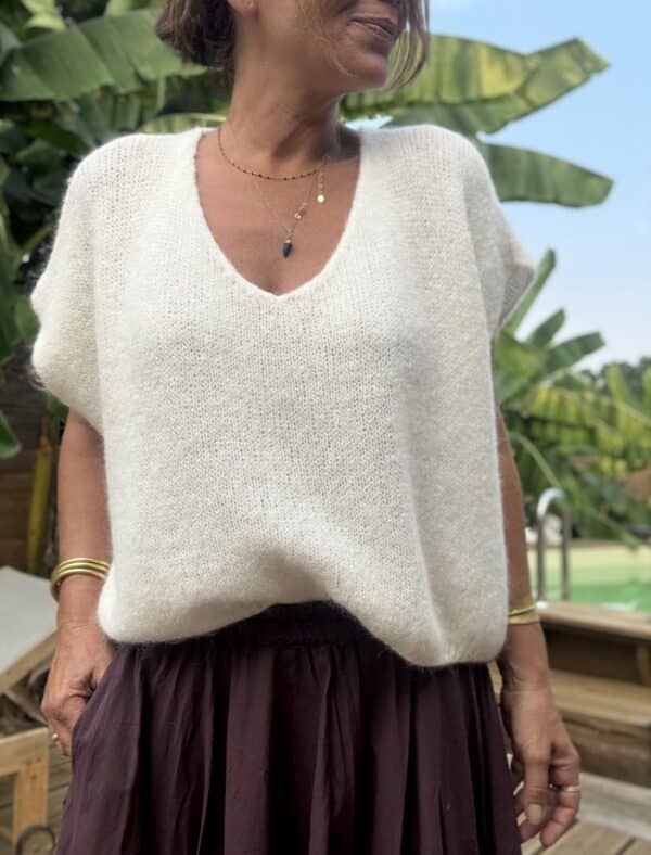 Pull ample en baby alpaga écru