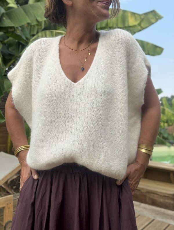 Pull ample en baby alpaga écru – Image 6