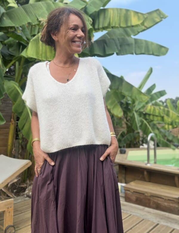 Pull ample en baby alpaga écru – Image 3