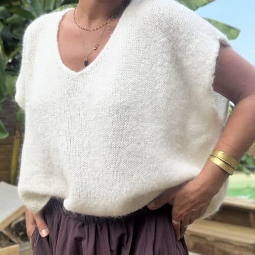 Pull ample en baby alpaga écru