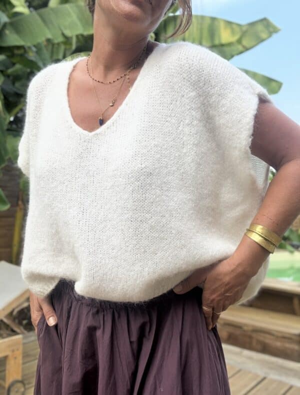 Pull ample en baby alpaga écru – Image 2