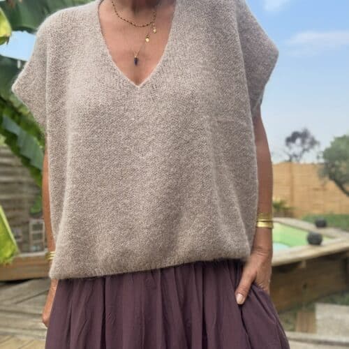 Pull ample en baby alpaga taupe