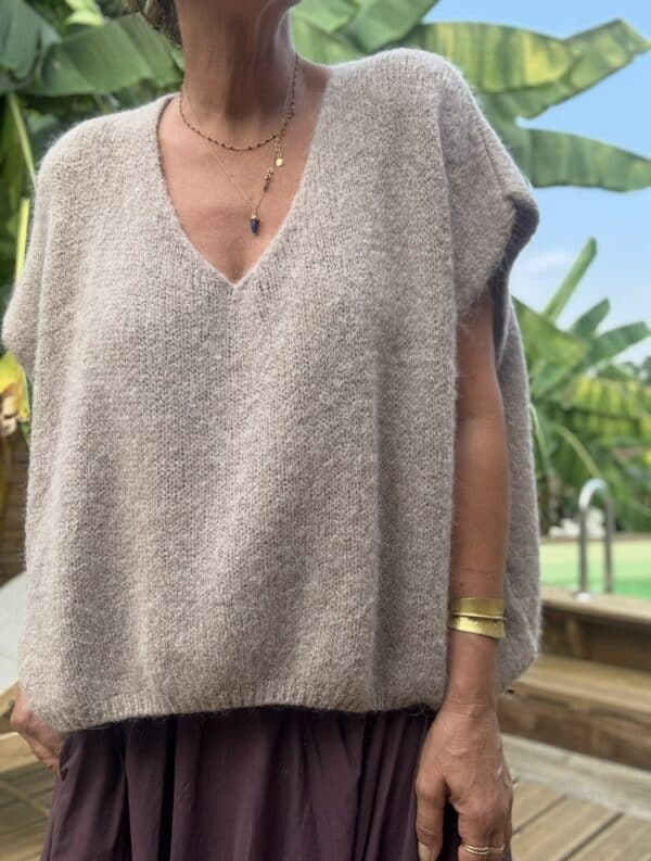 Pull ample en baby alpaga taupe – Image 6