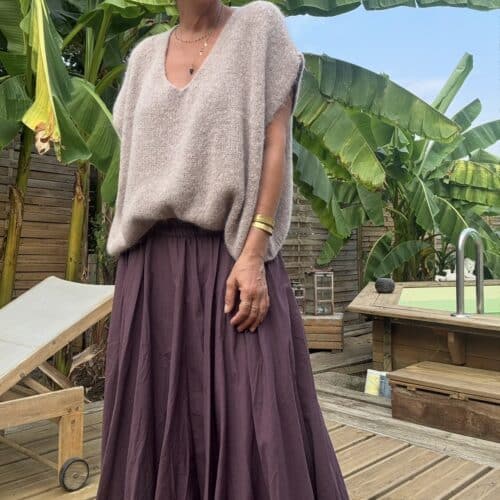 Pull ample en baby alpaga taupe