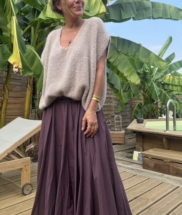 Pull ample en baby alpaga taupe
