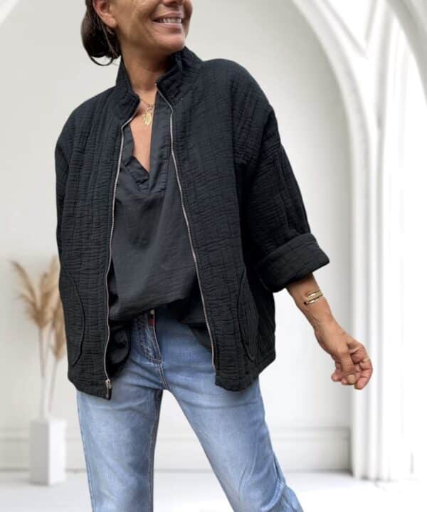 Veste matelassée légère en coton noir