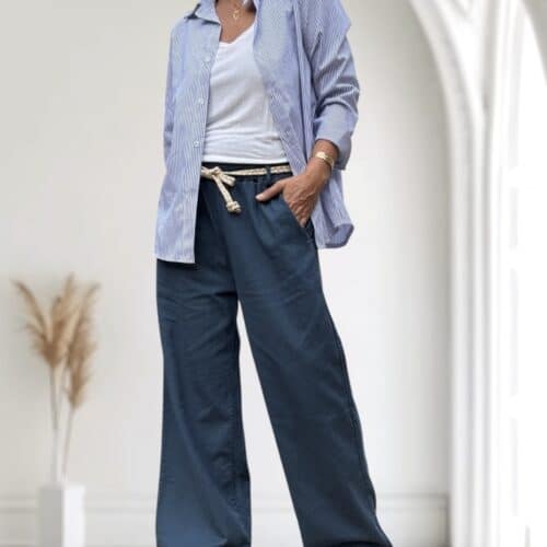 Pantalon large en coton marine Intuition