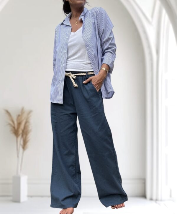Pantalon large en coton marine Intuition
