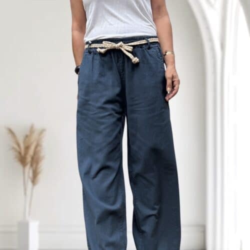 Pantalon large en coton marine Intuition
