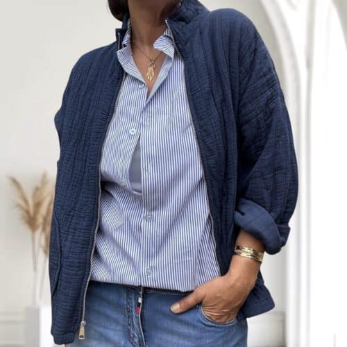 Veste matelassée légère en coton marine