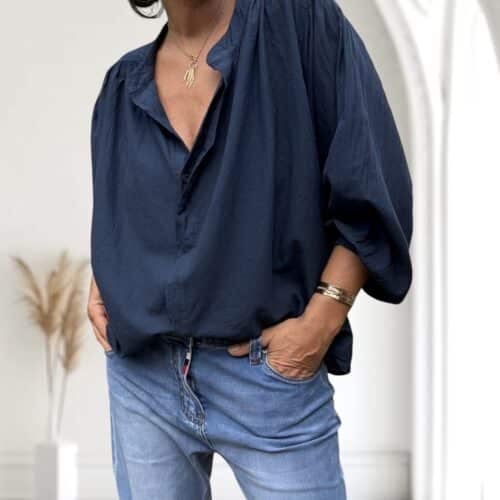 Chemise ample marine en voile de coton Gigi