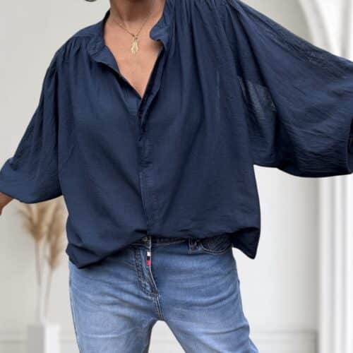 Chemise ample marine en voile de coton Gigi